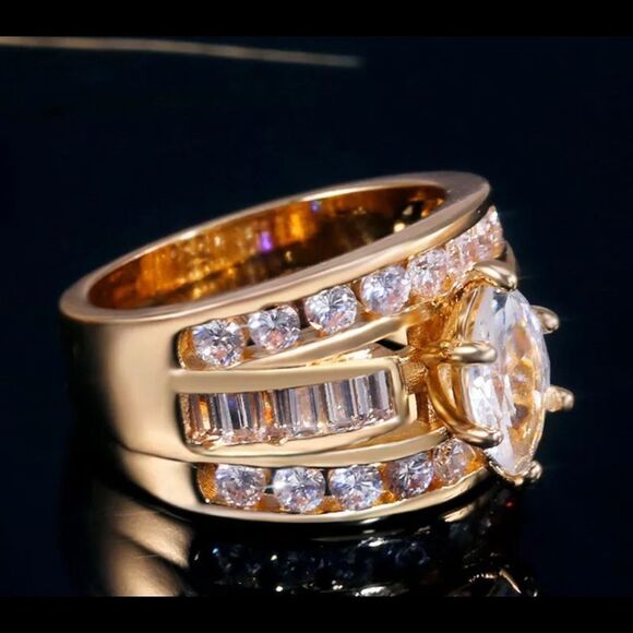 925 sterling silver gold plated ring - Picture 3 of 6